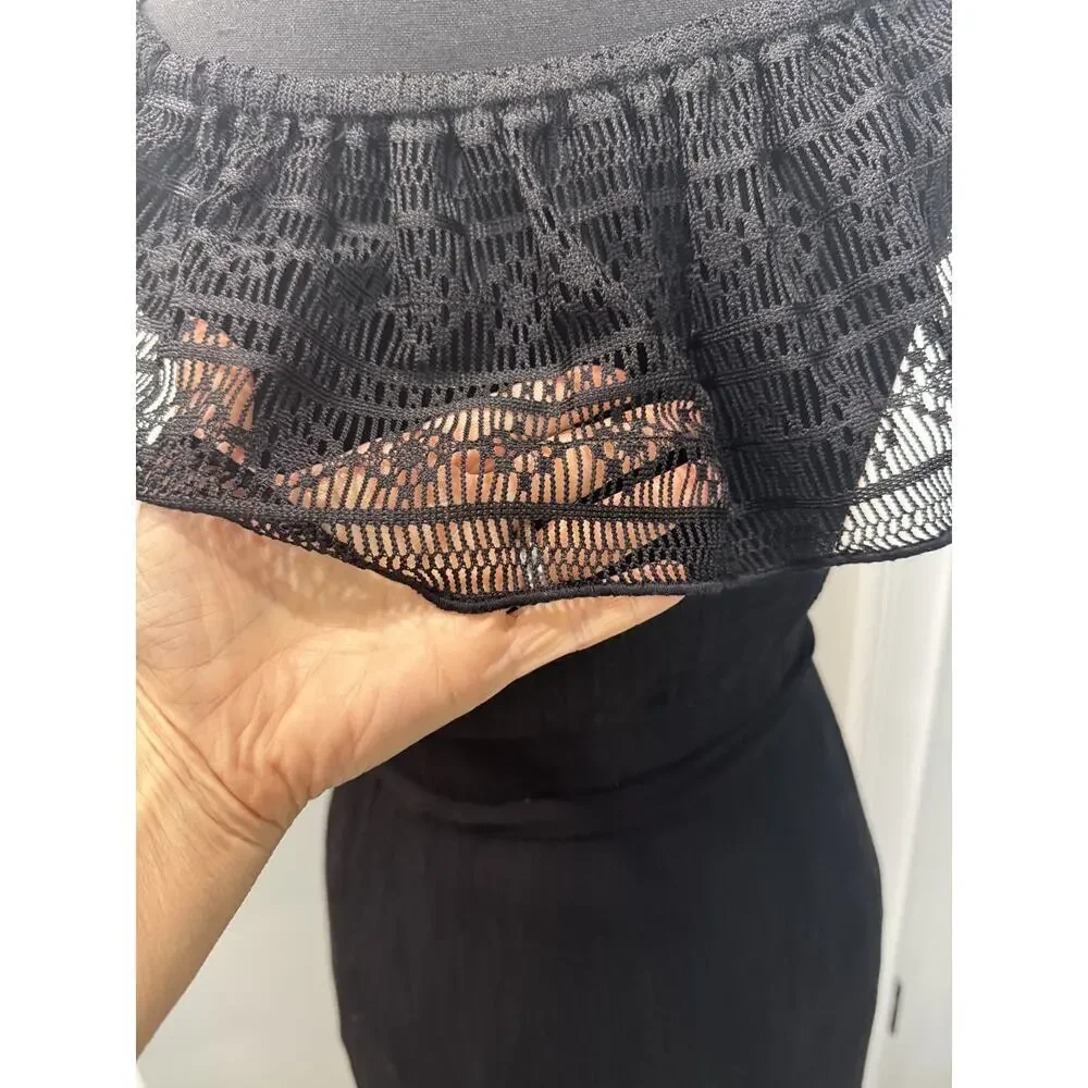 Whimsigoth Black Dress Rayon Boho Long Slit Lace Detail Gothic Cottage Size XS - Picture 3 of 11